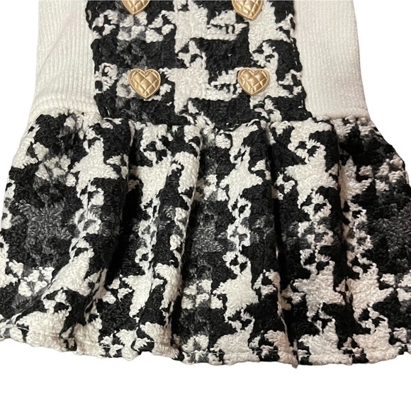 Dog Dress Black & Cream Jumper with Gold Buttons And Black Bow with Pearl - Picture 5 of 16